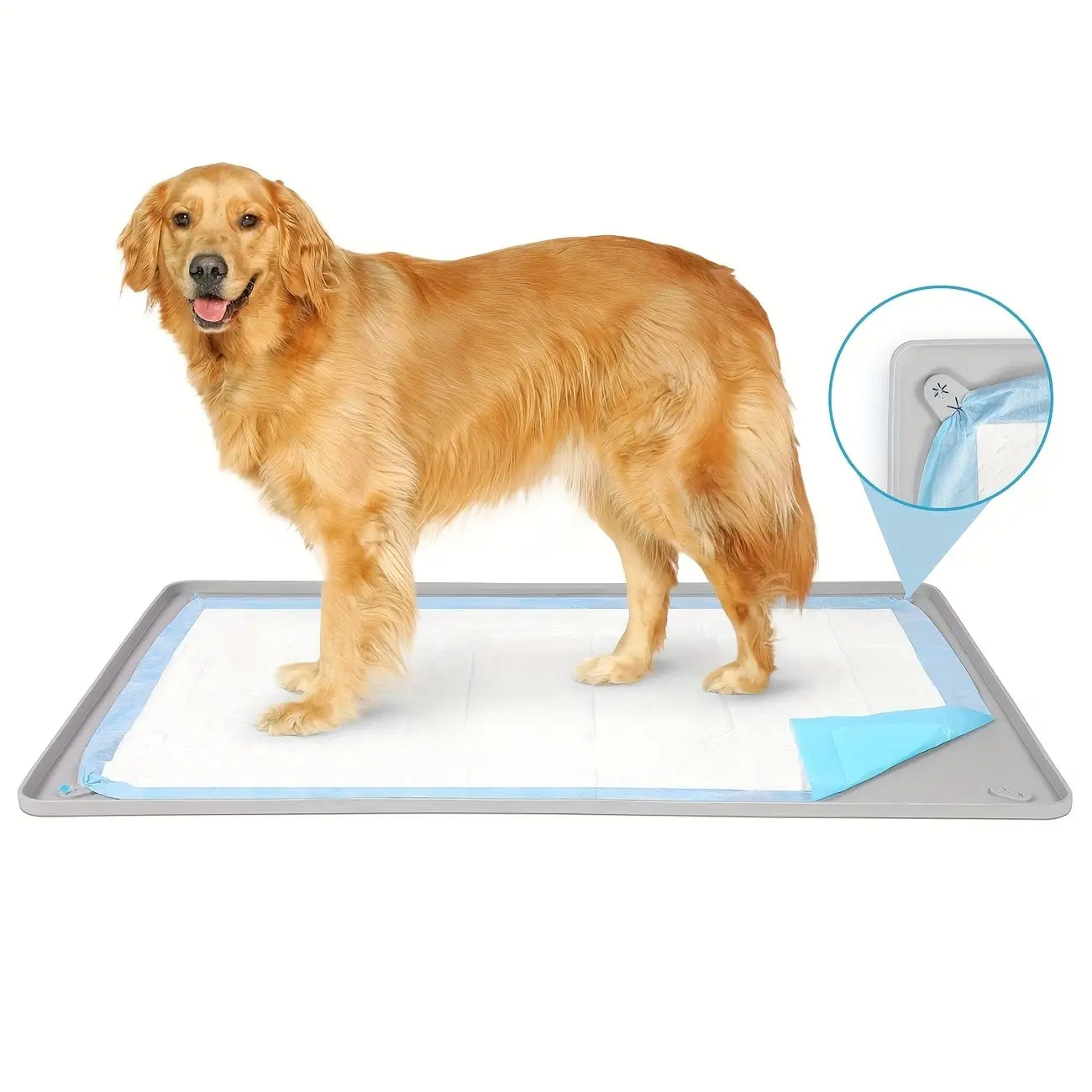 Leak-Proof Non-Slip Silicone Dog Pee Pad Holder for 24" x 24" Training Pads - Portable and Easy to Clean with Fixed Buttons