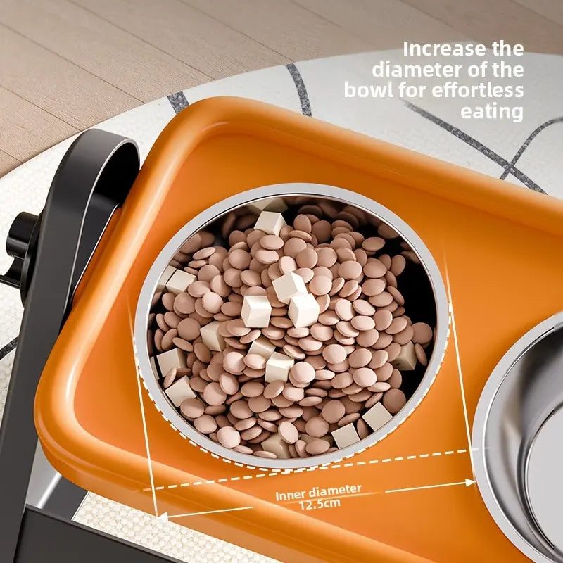 Elevated Stainless Steel Dog Feeding Bowls Set with Non-Slip Design for Small Dogs and Cats, Includes 2 Bowls and 1 Adjustable Raised Feeder