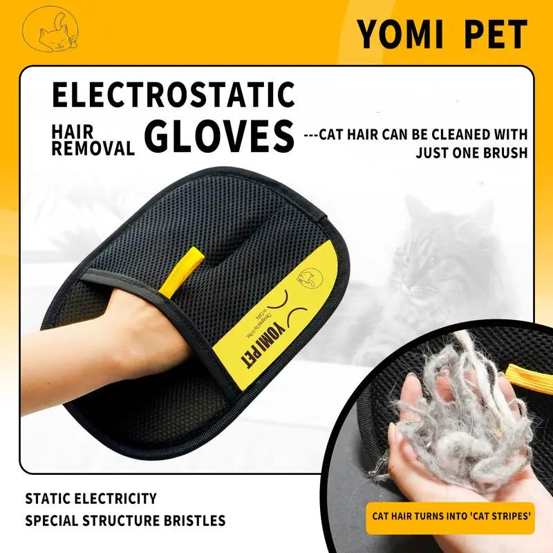 SEAMIND Electrostatic Pet Hair Remover Gloves for Dogs and Cats - Effective Shedding Mitt with Gentle Massage Function, Reduces Fur on Furniture and Clothing (1 Pair)