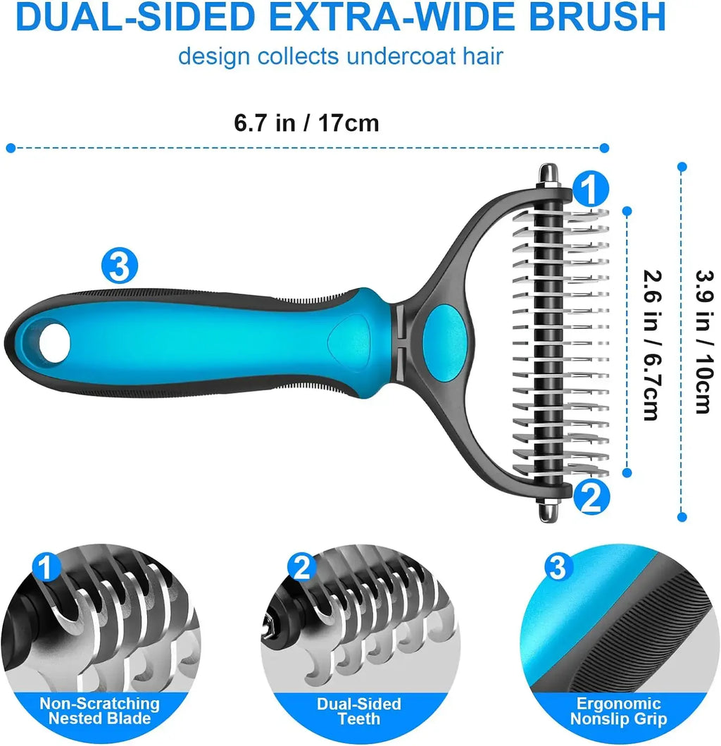 Summervibes Professional Pet Grooming Brush - Dual-Sided Shedding and Dematting Comb for Dogs and Cats, Reducing Shedding and Loose Hair Effortlessly