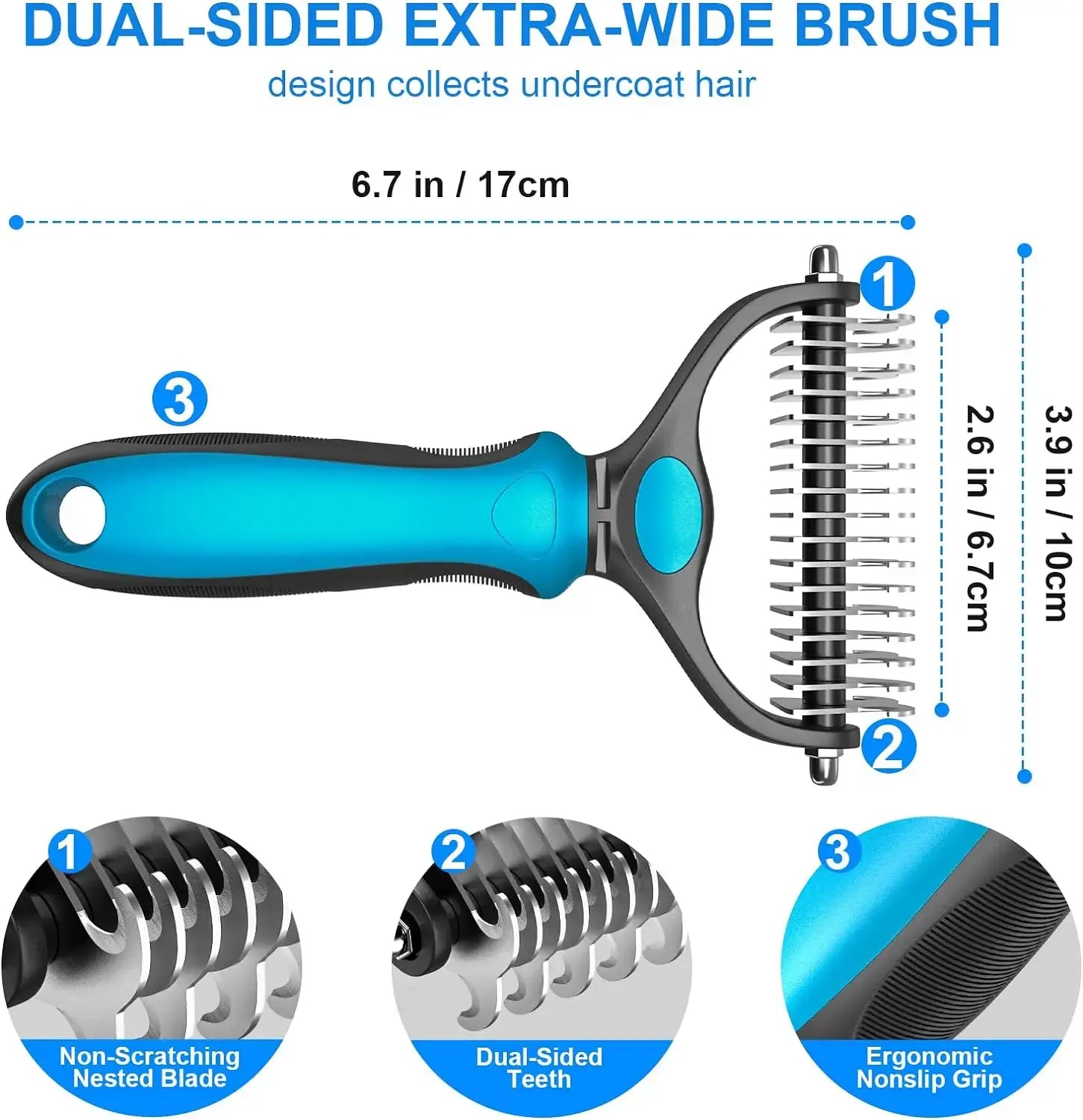 Summervibes Professional Pet Grooming Brush - Dual-Sided Shedding and Dematting Comb for Dogs and Cats, Reducing Shedding and Loose Hair Effortlessly