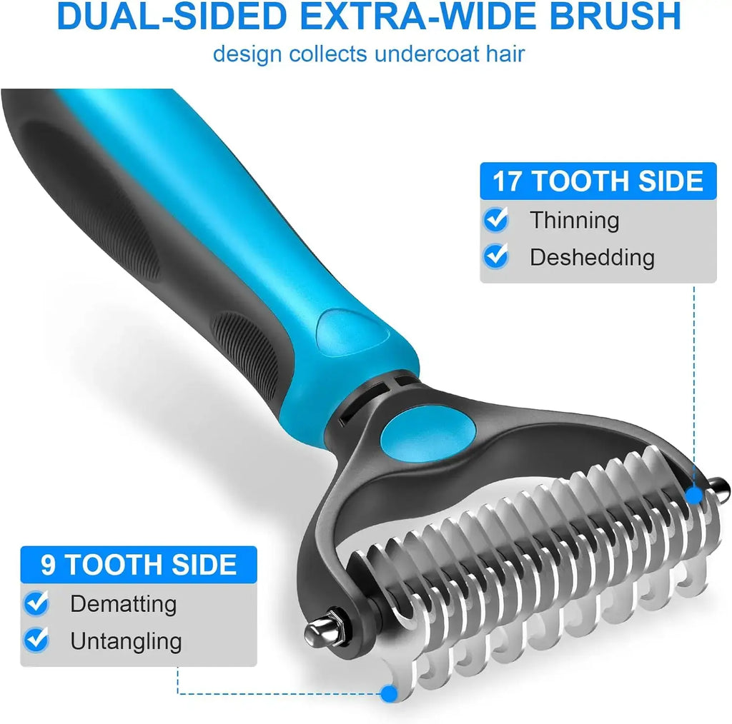 Summervibes Professional Pet Grooming Brush - Dual-Sided Shedding and Dematting Comb for Dogs and Cats, Reducing Shedding and Loose Hair Effortlessly