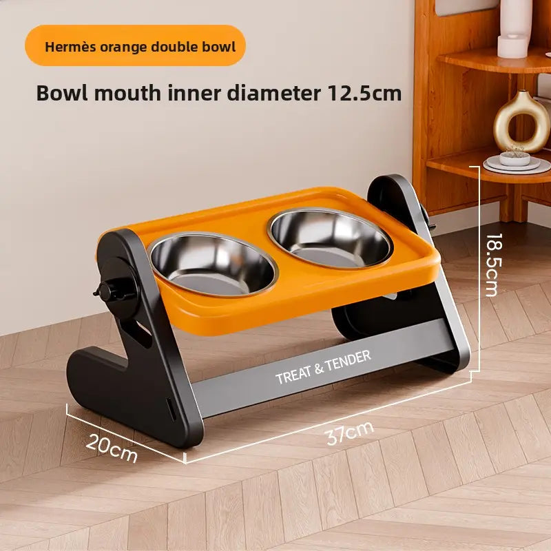 Elevated Stainless Steel Dog Feeding Bowls Set with Non-Slip Design for Small Dogs and Cats, Includes 2 Bowls and 1 Adjustable Raised Feeder