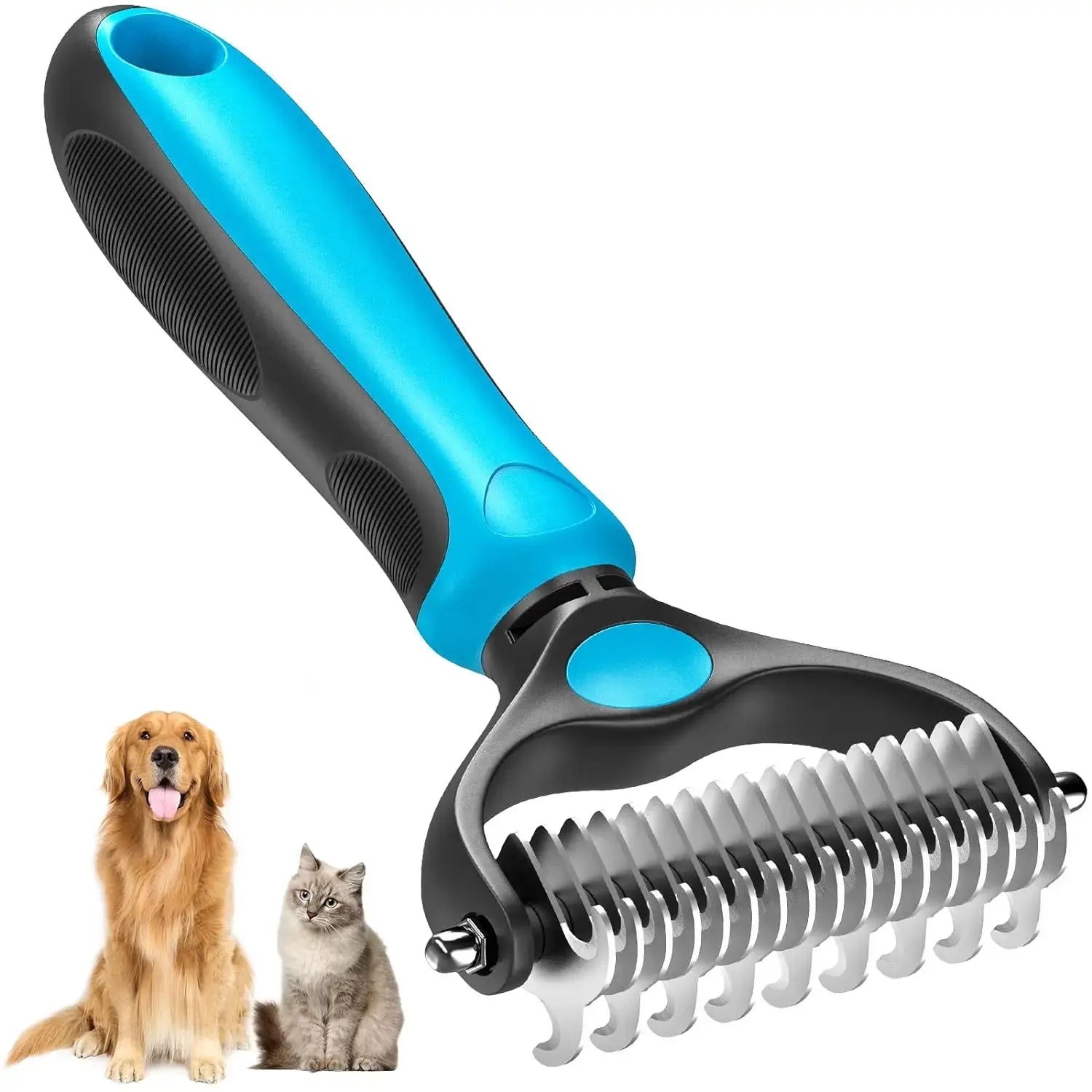 Summervibes Professional Pet Grooming Brush - Dual-Sided Shedding and Dematting Comb for Dogs and Cats, Reducing Shedding and Loose Hair Effortlessly