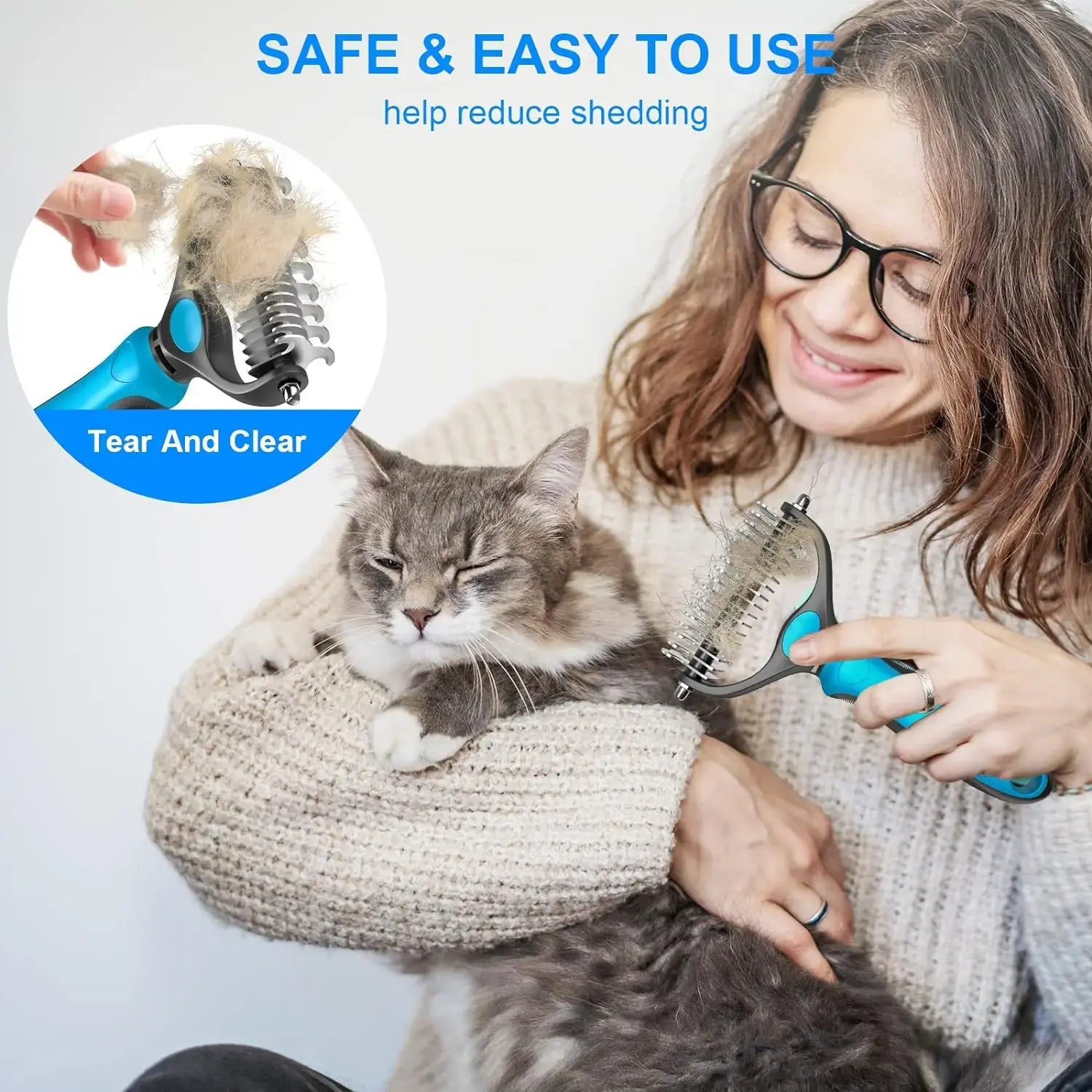 Summervibes Professional Pet Grooming Brush - Dual-Sided Shedding and Dematting Comb for Dogs and Cats, Reducing Shedding and Loose Hair Effortlessly