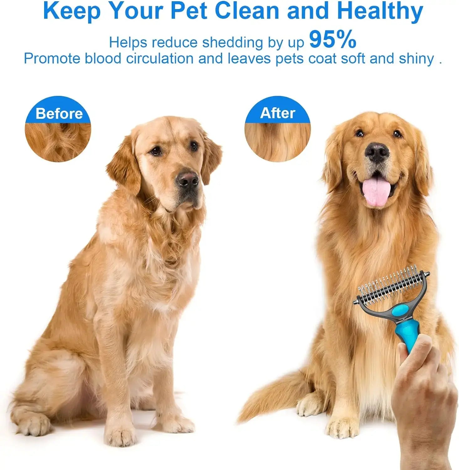 Summervibes Professional Pet Grooming Brush - Dual-Sided Shedding and Dematting Comb for Dogs and Cats, Reducing Shedding and Loose Hair Effortlessly