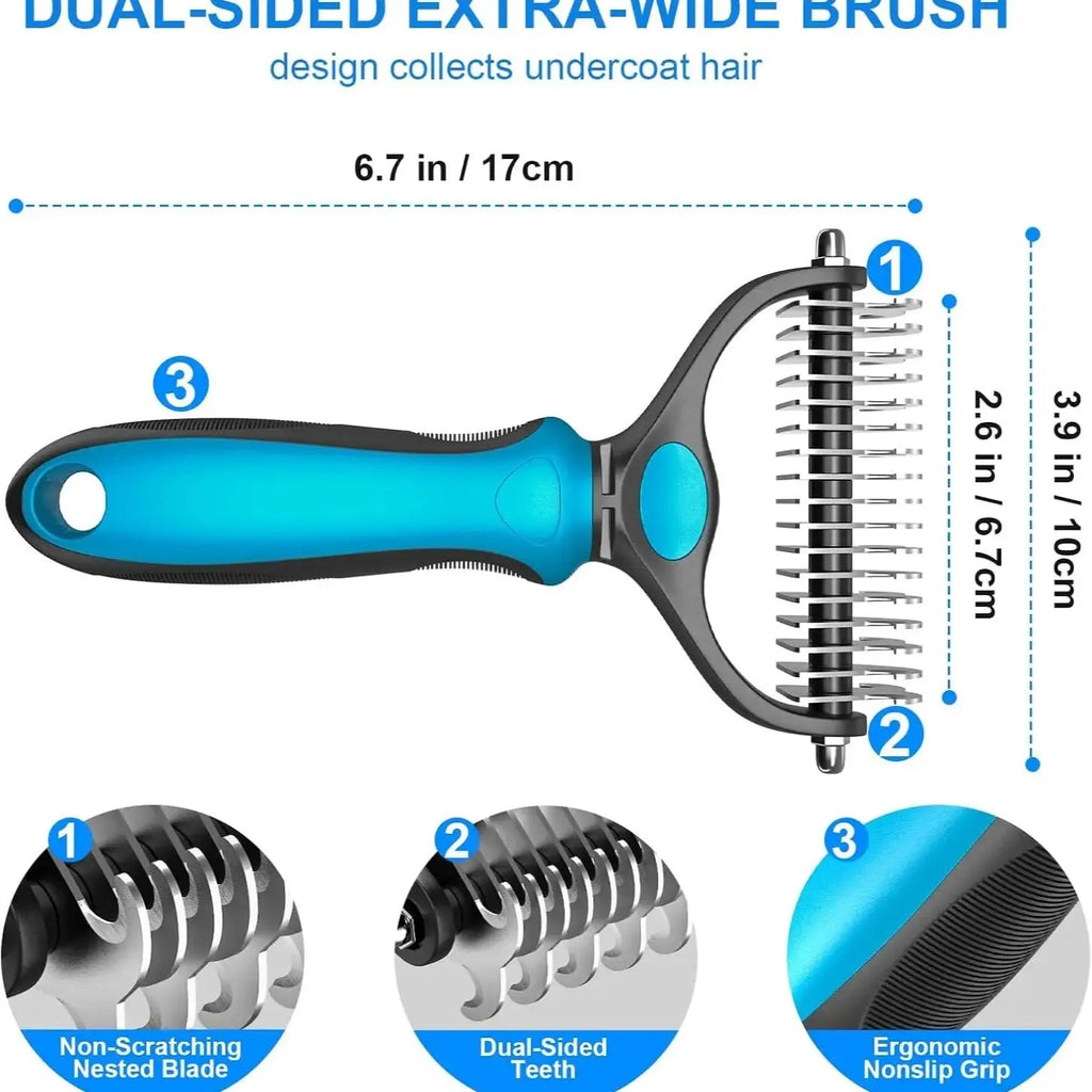 Summervibes Professional Pet Grooming Brush - Dual-Sided Shedding and Dematting Comb for Dogs and Cats, Reducing Shedding and Loose Hair Effortlessly