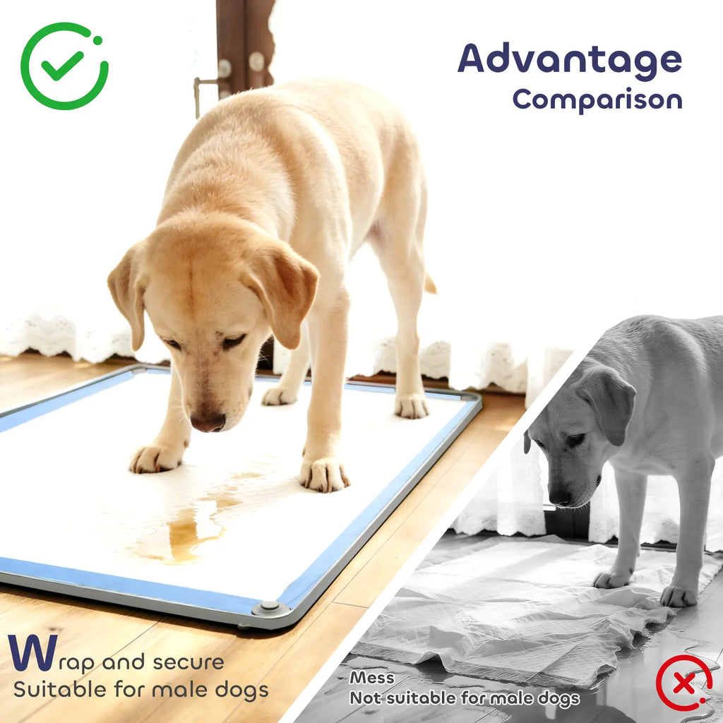 Leak-Proof Non-Slip Silicone Dog Pee Pad Holder for 24" x 24" Training Pads - Portable and Easy to Clean with Fixed Buttons